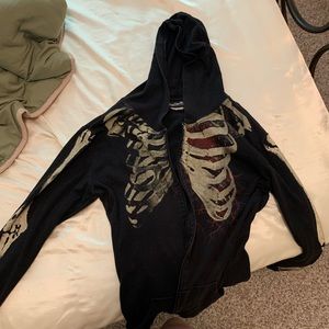 vintage skeleton zip up hoodie